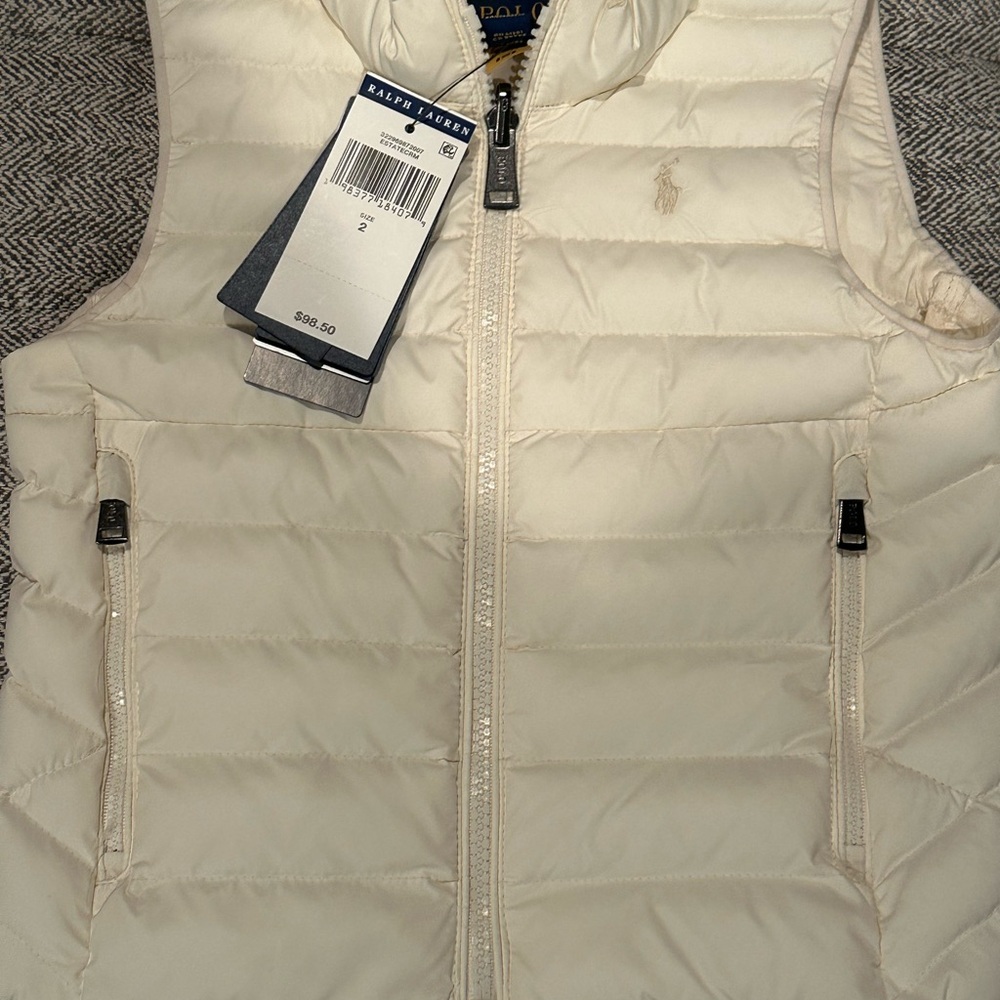 Ralph Lauren Off-White Quilted Puffer Vest